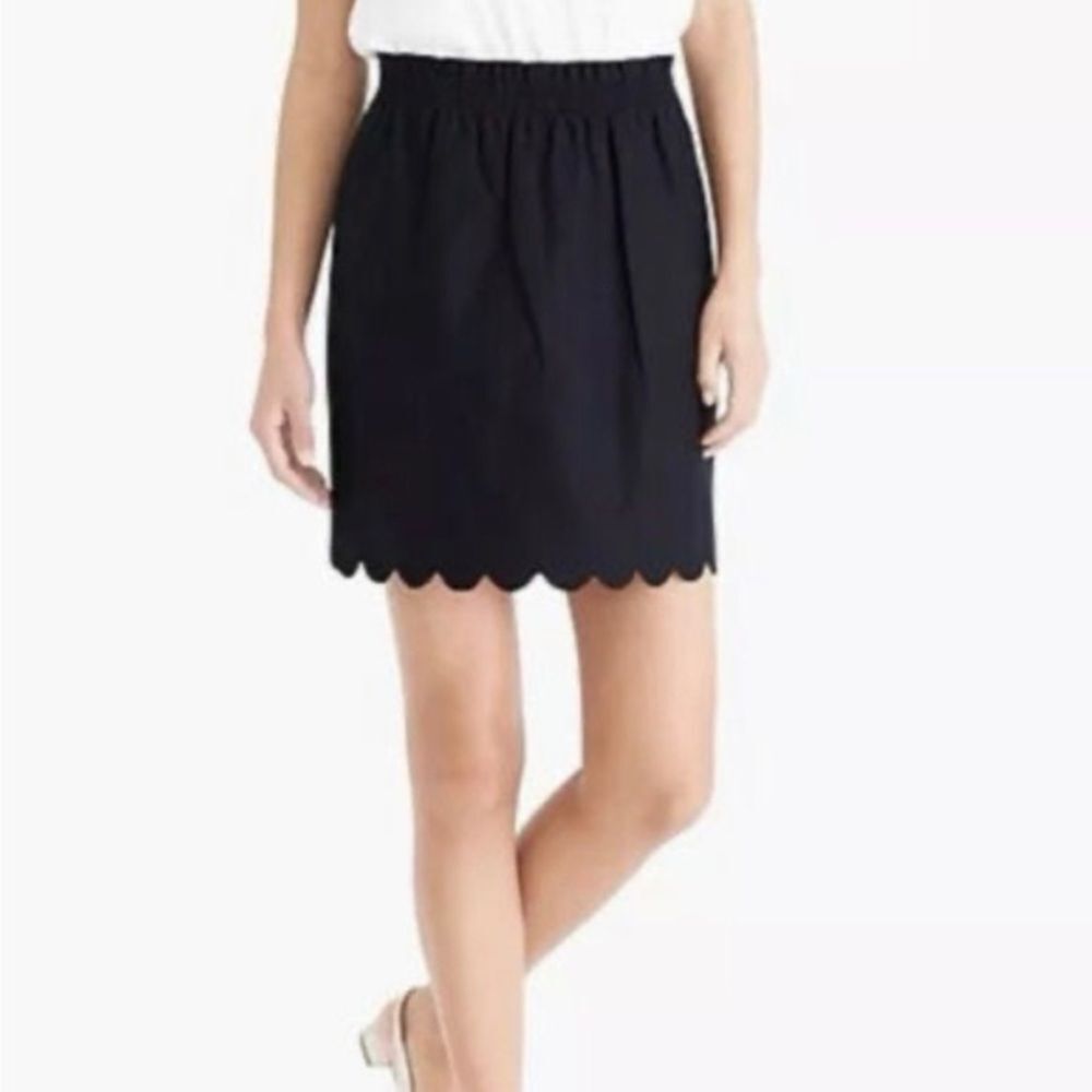 J. Crew Navy Denim Scalloped Mini Skirt
